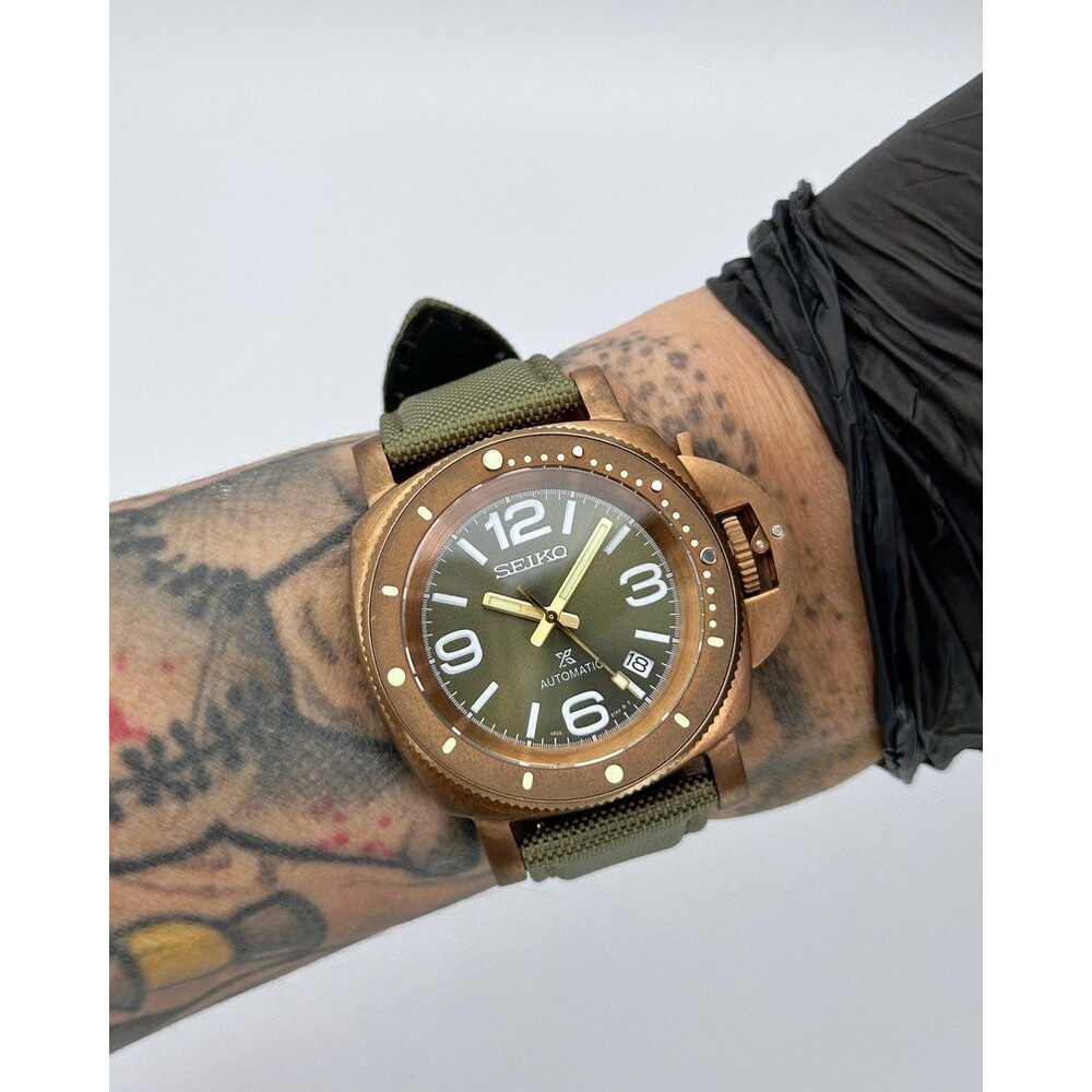 Custom Seiko Mod Real Bronze Olive Green PAM Submersible 40mm